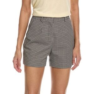 NWT The Kooples Straight Tailored-Cut Check Shorts Size 8 Beige Brown